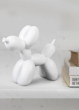 Статуетка декоративна пес з кульки (біла)1 фото