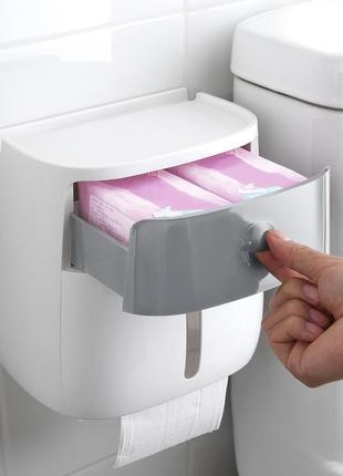 Держатель для туалетной бумаги клеящийся (белый/серый)6 фото