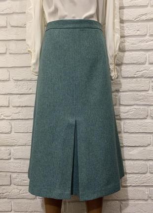 Расширенная юбка ewm со встречной складкой, бирюзовая, миди, трапеция, edinburgh woollen mill, honor millburn7 фото