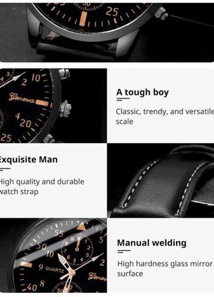 Подарочный набор для мужчин: наручные часы с 3 ориг. браслетами- диам 4см, длин 24см, шир рем 2см, без коробки6 фото