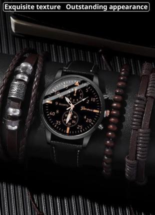 Подарочный набор для мужчин: наручные часы с 3 ориг. браслетами- диам 4см, длин 24см, шир рем 2см, без коробки1 фото