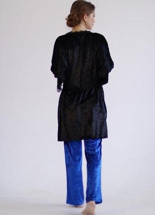 Комплект тройка халат+майка+брюки с кружевом3 фото