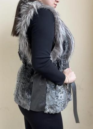 Меховая мех жилет женский чернобурка koranso5 фото