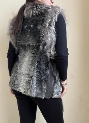 Меховая мех жилет женский чернобурка koranso8 фото