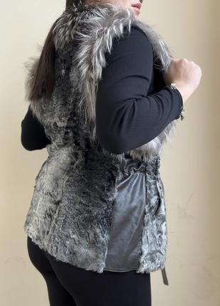 Меховая мех жилет женский чернобурка koranso6 фото