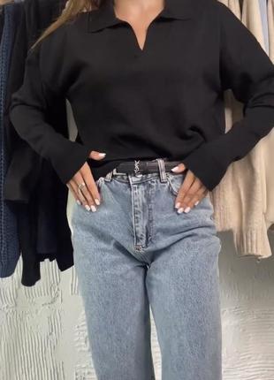 Черный стильный пуловер7 фото
