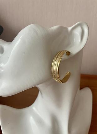Винтажные серьги полукольца широкие золотистые американский винтаж