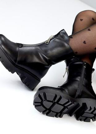 Женские кожаные деловые ботинки шикарная модель на меху на выход3 фото