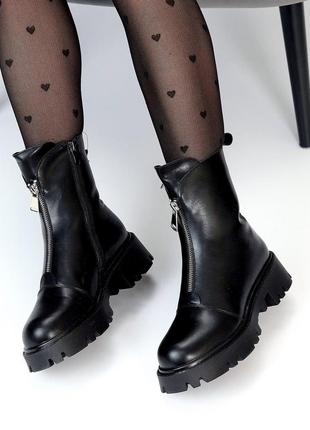 Женские кожаные деловые ботинки шикарная модель на меху на выход5 фото