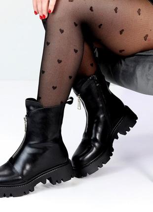 Женские кожаные деловые ботинки шикарная модель на меху на выход6 фото