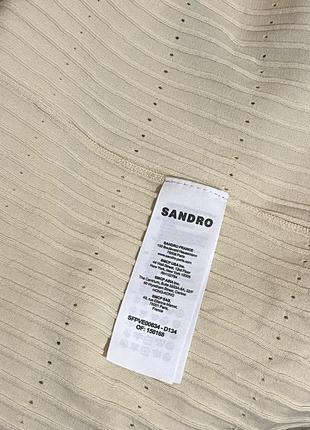 Платье sandro бежевое женское длинное с буквой вязанным воротником7 фото