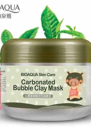 Маска для лица кислородная пузырьковая очищающая и отшелушивающая био аква / биоаква bioaqua carbonated bubble clay mask3 фото