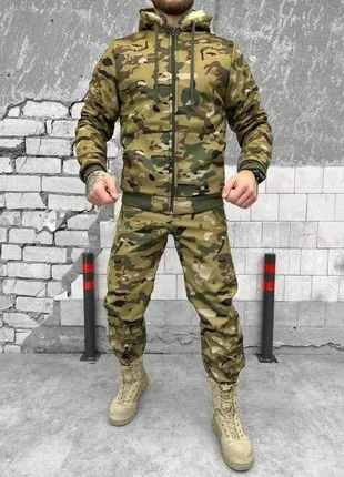 Тактический зимний костюм softshell мультикам, армейский зимний костюм на овчине splinter мультикам