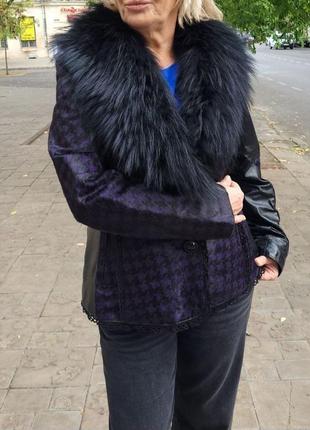 Шкіряна жіноча куртка з песцем gino monti