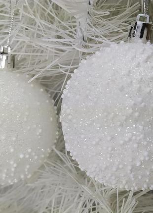 Набор новогодних игрушек снегопад, шары на елку в упаковке 6 шт., диаметр 8 см., пластик5 фото