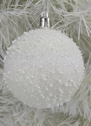 Набор новогодних игрушек снегопад, шары на елку в упаковке 6 шт., диаметр 8 см., пластик