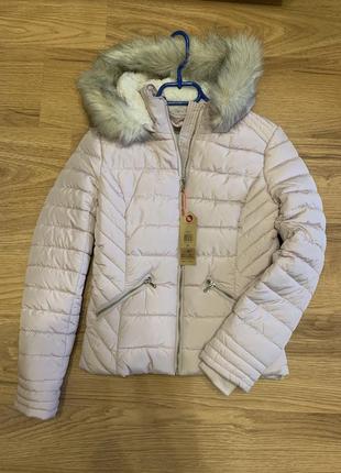 Куртка пудровая нежно розовая теплая tally weijl