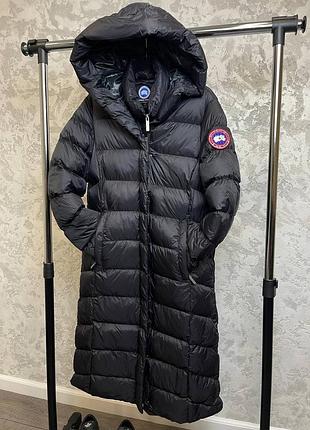 Куртка пуховик в стиле canada goose✨ с капюшоном дутая стеганая длинная черная зима