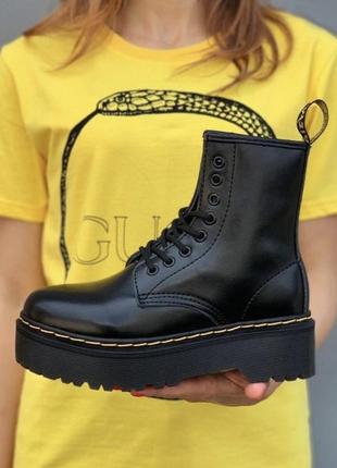 Ботинки мартинс (dr.martens) черные на платформе женские1 фото