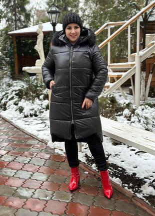 Длинная женская зимняя куртка пальто цвета6 фото