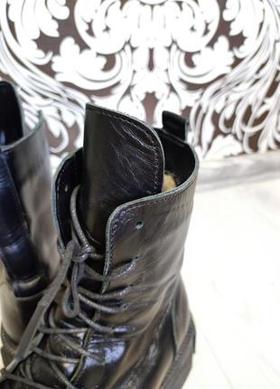 Зимние кожаные ботинки на шнурках5 фото