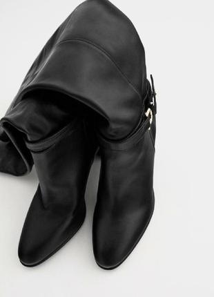 Высокий кожаный сапоги zara