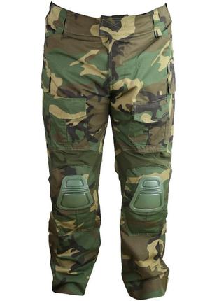 Штани тактичні з наколінниками, лісовий камуфляж, kombat uk spec-ops trousers genii