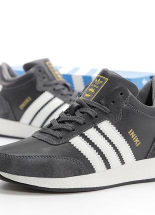 Зимові шкіряні кросівки з хутром adidas iniki mid winter (41-45)5 фото