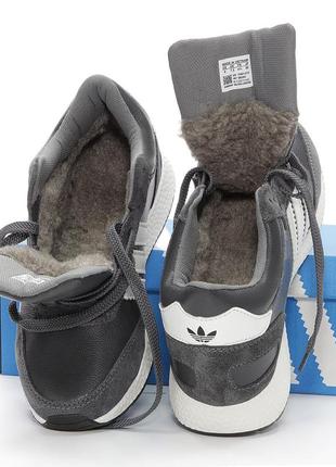 Зимові шкіряні кросівки з хутром adidas iniki mid winter (41-45)8 фото
