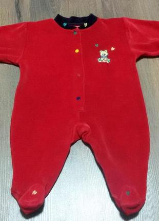 Флісовий комбінезон / флісовий чоловічок червоний 56-62 см, 0-3 місяці