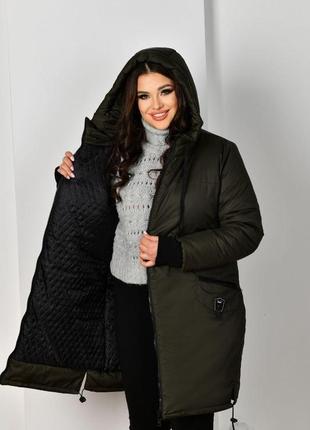 Стильная теплая зимняя куртка большие размеры (р.48-62)6 фото