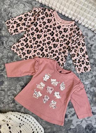 1+1=3 🔥 кофтинки george лот набір для новонароджених лонгслів пудра леопард беж котики 0-1 50-56