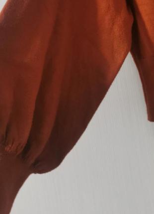 Красивый терракотовый свитерик с объемными рукавами5 фото
