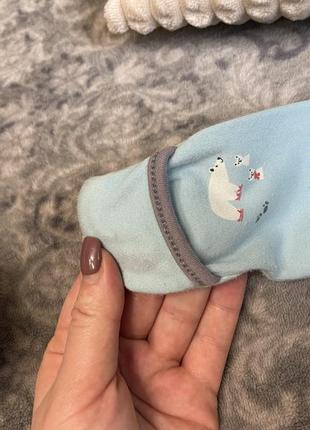 Ромпер mamas&papas 0-1 50-56 блакитний чоловічок піжама сліп бавовна пінгвін ведмедик для новонародженого хлопчика2 фото