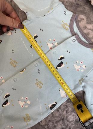 Ромпер mamas&papas 0-1 50-56 блакитний чоловічок піжама сліп бавовна пінгвін ведмедик для новонародженого хлопчика5 фото