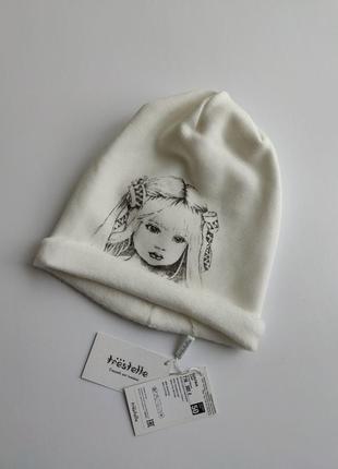 Шапка trestelle италия молочная тёплая с принтом с утеплителем с начёсом на меху на флисе