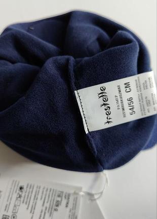 Шапка trestelle италия (удлиненная) синяя с нашивками на флисе утепленная с начёсом на подкладке4 фото