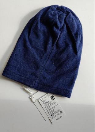 Шапка trestelle италия (удлиненная) синяя с нашивками на флисе утепленная с начёсом на подкладке2 фото