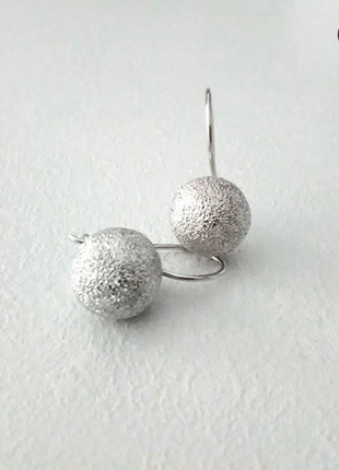 Сережки-кульки, родоване срібло 925 проби1 фото