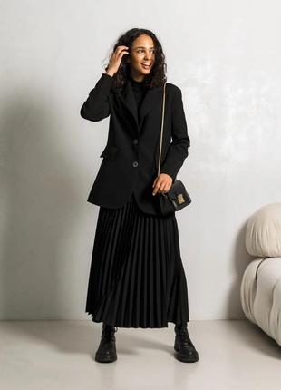 Модная длинная юбка плиссе из качественной турецкой костюмки 42-52 размеры разные цвета черное2 фото
