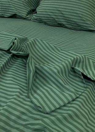 Комплект постельного белья в полоску зеленый бязь4 фото