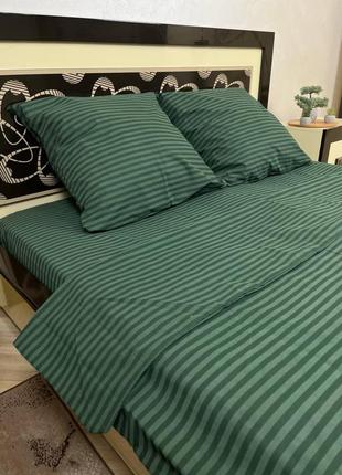 Комплект постельного белья в полоску зеленый бязь8 фото