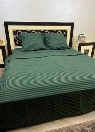 Комплект постельного белья в полоску зеленый бязь7 фото