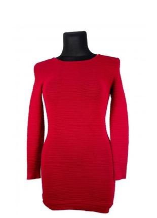 Красное платье, платье в рубчик размер s-m