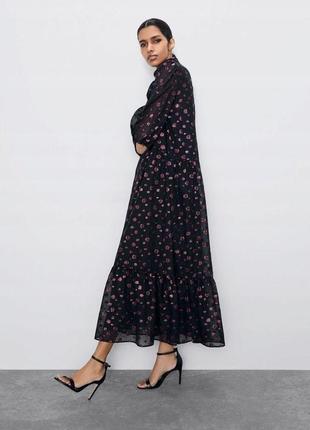 Платье миди zara с объемными рукавами