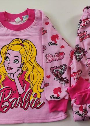 Пижама розовая трикотажная на байке, футер барби 104 - 110
