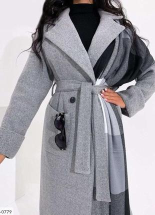 Пальто женское кашемировое классическое деловое строгое прямого кроя ниже колен миди на подкладке арт 21664 фото