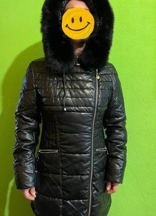 Пальто пуховик куртка кожзам