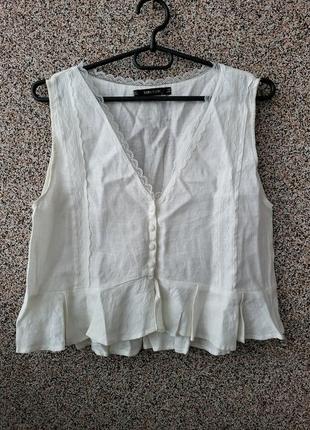 Короткая блузка, топ льняной1 фото
