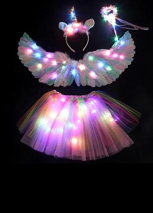 Радужный комплект в стиле единорога с подсветкой